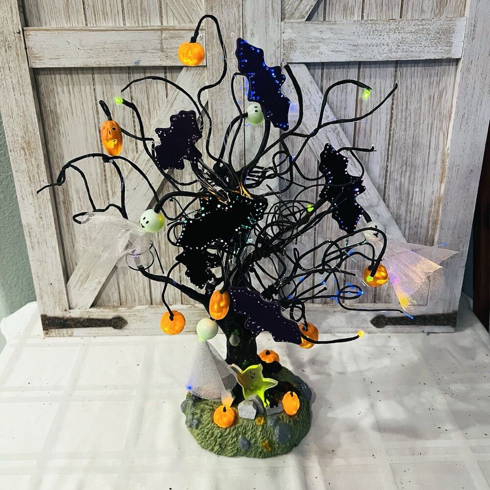Vintage Avon 2006 Halloween Spooky Tree Lighted Ghosts Pumpkins Sound Effects